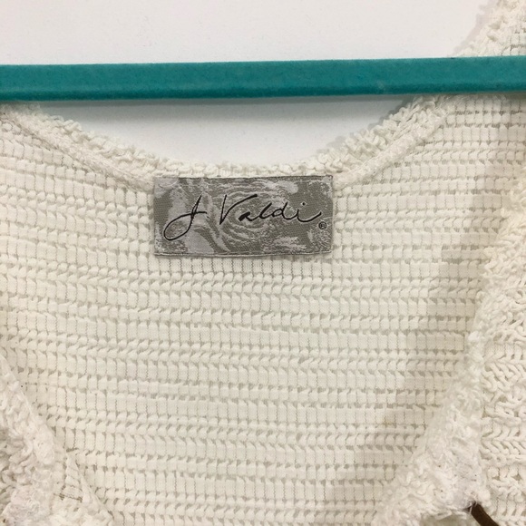 J Valdi White Net Mesh Top Throwover w Brown Tie - Picture 2 of 6